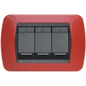 BTICINO LIVING INT - PLACCA3 POSTI ROSSO SOLID
