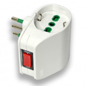 ADATTATORE PRESA SHUKO DOPPIO BIVALENTE SPINA 10A FANTON 87310 CON INTERRUTTORE FANTON - 1