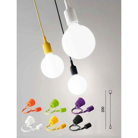 SOSPENSIONE IN GOMMA E27 VARI COLORI 2MT REGOLABILE PERENZ 6238 G VE N B Perenz - 2