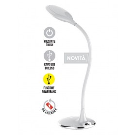 Lampada da scrivania Bianca LED Orientabile Dimmerabile Ricaricabile PowerBank USB CFG EL078 CFG - 1