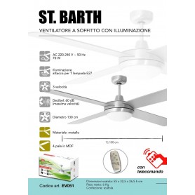 VENTILATORE DA SOFFITTO CFG EV051 70W DIAMETRO 130 CON LUCE TELECOMANDO