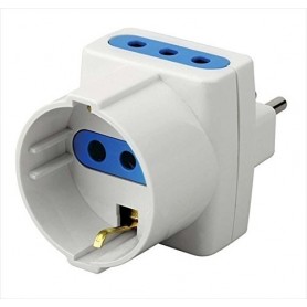 ADATTATORE TRIPLO BIANCO SCHUKO/10A SPINA 10A ELETTROCANALI ECK33408