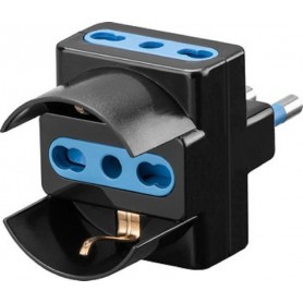 ADATTATORE TRIPLO NERO SCHUKO 10/16A SPINA 10A ELETTROCANALI ECK33418