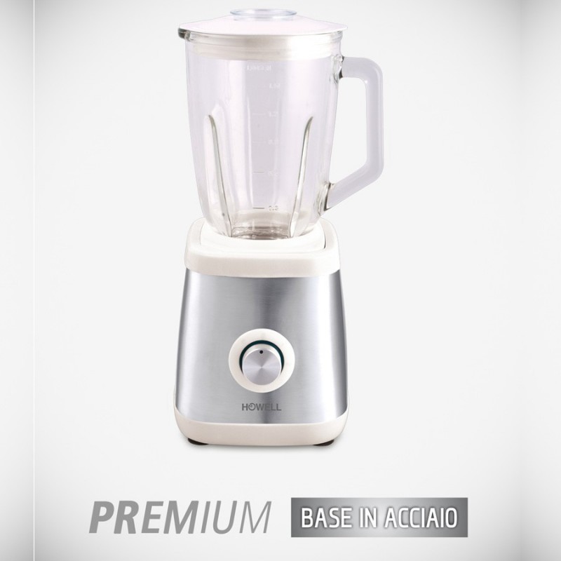 FRULLATORE ELETTRICO PROFESSIONALE VETRO LAME IN ACCIAIO 600W HOWELL FM6017