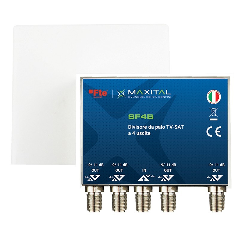 Divisore Assiale da palo induttivo Terrestre - Sat a 4 uscite fte SF4B FTE - 1 Divisore Assiale da palo induttivo Terrestre - Sat a 4 uscite fte SF4B FTE - 1